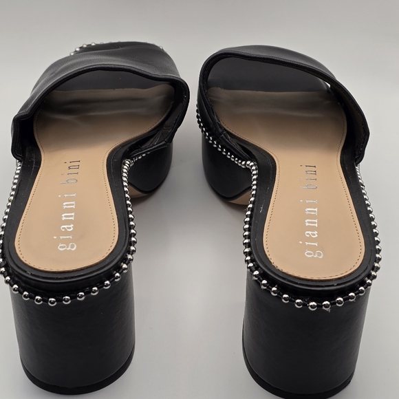 Gianni Bini Roemer Black Leather Ball Chain Platform Mule Sandal Size 8 - Picture 4 of 12